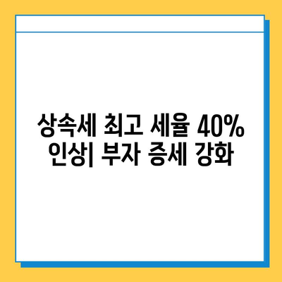 상속세 최고 세율 40% 인상, 자녀 공제 5억원 지급… 종부세 폐지 제외 | 상속세 개편, 부동산, 세금