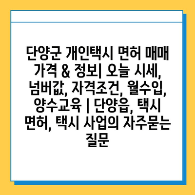 단양군 개인택시 면허 매매 가격 & 정보| 오늘 시세, 넘버값, 자격조건, 월수입, 양수교육 | 단양읍, 택시 면허, 택시 사업