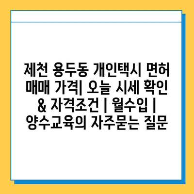 제천 용두동 개인택시 면허 매매 가격| 오늘 시세 확인 & 자격조건 | 월수입 | 양수교육