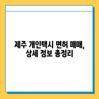 제주도 제주시 화북동 개인택시 면허 매매 가격| 오늘 시세 확인 & 넘버값, 자격조건, 월수입, 양수교육 | 상세 정보