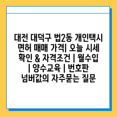 대전 대덕구 법2동 개인택시 면허 매매 가격| 오늘 시세 확인 & 자격조건 | 월수입 | 양수교육 | 번호판 넘버값