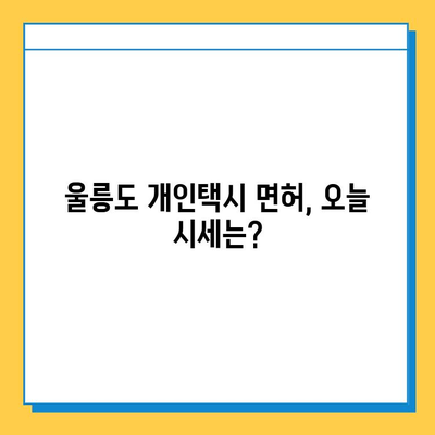 울릉도 개인택시 면허, 오늘 시세는? | 넘버값, 자격조건, 월수입, 양수교육