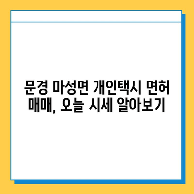 문경 마성면 개인택시 면허 매매, 오늘 시세 알아보기 | 가격, 번호판, 자격조건, 월수입, 양수교육