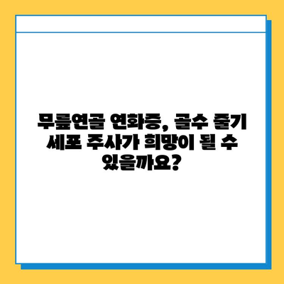 무릎연골 연화증, 골수 줄기 세포 주사로 치료 가능할까요? | 연골 재생, 치료 효과, 부작용, 비용