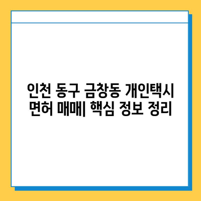 인천 동구 금창동 개인택시 면허 매매| 오늘 시세 & 정보 총정리 | 가격, 넘버값, 자격조건, 월수입, 양수교육