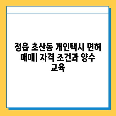 정읍 초산동 개인택시 면허 매매 가격 & 시세 (오늘 기준) | 자격조건, 월수입, 양수교육