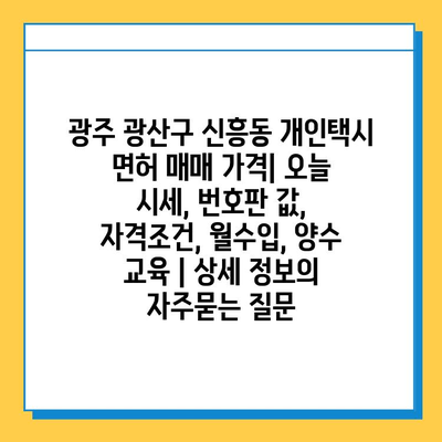 광주 광산구 신흥동 개인택시 면허 매매 가격| 오늘 시세, 번호판 값, 자격조건, 월수입, 양수 교육 | 상세 정보