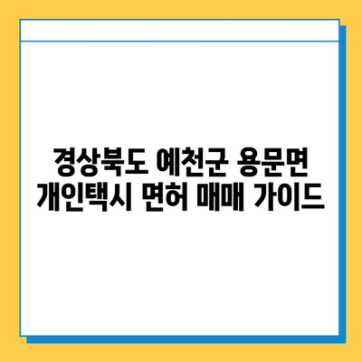 경상북도 예천군 용문면 개인택시 면허 매매 가격| 오늘 시세 확인 & 자격조건 | 월수입 | 양수교육 | 번호판, 넘버값