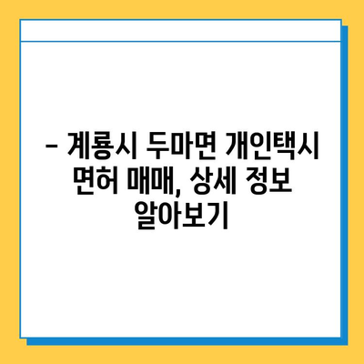 충청남도 계룡시 두마면 개인택시 면허 매매 가격| 오늘 시세, 넘버값, 자격조건, 월수입, 양수교육 | 상세 정보