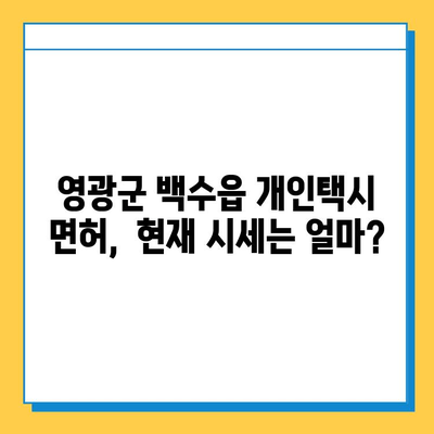 전라남도 영광군 백수읍 개인택시 면허 매매 가격| 오늘 시세 확인 & 상세 정보 | 번호판, 넘버값, 자격조건, 월수입, 양수교육