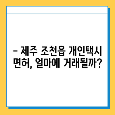 제주도 제주시 조천읍 개인택시 면허 매매 가격| 오늘 시세 확인! | 번호판, 넘버값, 자격조건, 월수입, 양수교육