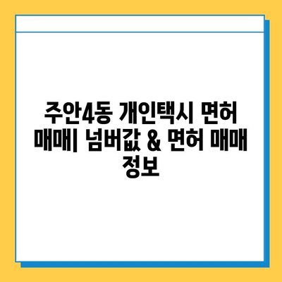 인천 미추홀구 주안4동 개인택시 면허 매매 가격| 오늘 시세 확인 및 자격조건, 월수입, 양수교육 안내 | 번호판, 넘버값, 면허 매매 정보