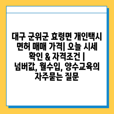 대구 군위군 효령면 개인택시 면허 매매 가격| 오늘 시세 확인 & 자격조건 | 넘버값, 월수입, 양수교육