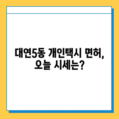 부산 남구 대연5동 개인택시 면허 매매 | 오늘 시세, 넘버값, 자격조건, 월수입, 양수교육 | 상세 가이드