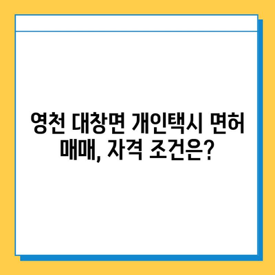 영천시 대창면 개인택시 면허 매매 가격| 오늘 시세 확인 & 자격조건 | 월수입 | 양수교육 | 넘버값