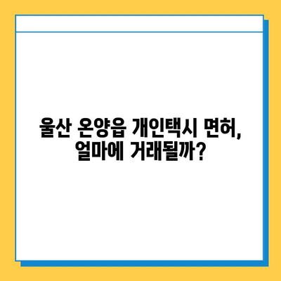 울산시 울주군 온양읍 개인택시 면허 매매 가격| 오늘 시세, 넘버값, 자격조건, 월수입, 양수교육 | 2023년 최신 정보