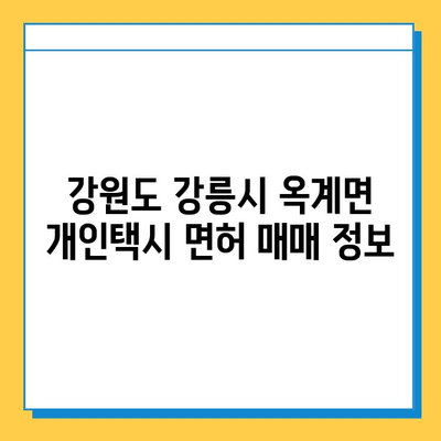 강원도 강릉시 옥계면 개인택시 면허 매매 가격| 오늘 시세 확인 및 자격조건, 월수입, 양수교육 정보 | 번호판, 넘버값