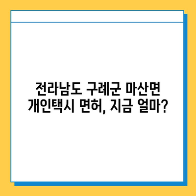 전라남도 구례군 마산면 개인택시 면허 매매| 오늘 시세 & 넘버값 | 자격조건 | 월수입 | 양수교육