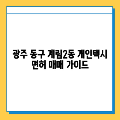 광주 동구 계림2동 개인택시 면허 매매| 오늘 시세, 넘버값, 자격조건, 월수입, 양수교육 | 상세 가이드