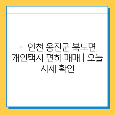 인천 옹진군 북도면 개인택시 면허 매매 가격| 오늘 시세, 넘버값, 자격조건, 월수입, 양수교육 | 상세 정보