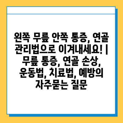 왼쪽 무릎 안쪽 통증, 연골 관리법으로 이겨내세요! | 무릎 통증, 연골 손상, 운동법, 치료법, 예방