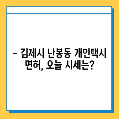 전라북도 김제시 난봉동 개인택시 면허 매매 | 오늘 시세 & 넘버값, 자격조건, 월수입, 양수교육 | 핵심 정보 총정리