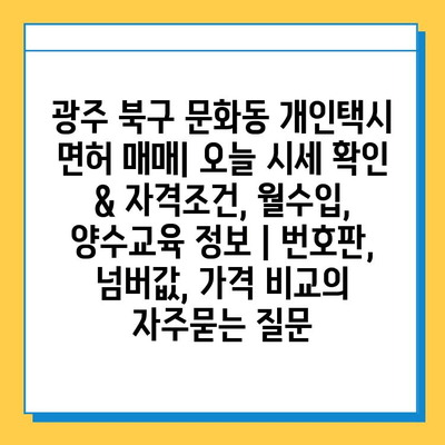 광주 북구 문화동 개인택시 면허 매매| 오늘 시세 확인 & 자격조건, 월수입, 양수교육 정보 | 번호판, 넘버값, 가격 비교