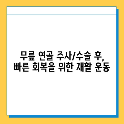 무릎 연골 주사/수술 후, 꾸준한 관리로 건강 되찾기| 단계별 가이드 | 재활, 운동, 식단, 주의사항