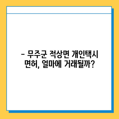 전라북도 무주군 적상면 개인택시 면허 매매 가격| 오늘 시세 확인 & 자격조건 | 월수입 | 양수교육