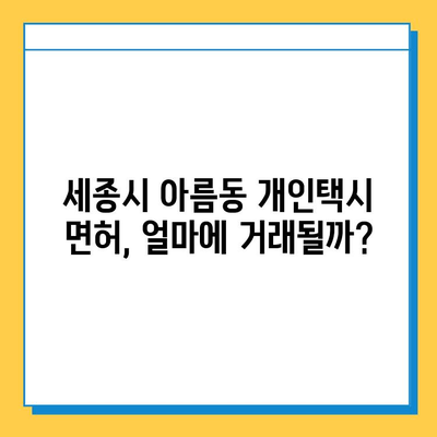 세종시 아름동 개인택시 면허 매매 가격| 오늘 시세 & 자격조건 & 월수입 & 양수교육 | 넘버값, 번호판, 택시면허 매매 정보