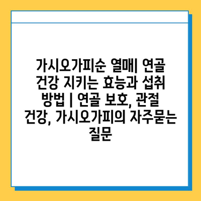 가시오가피순 열매| 연골 건강 지키는 효능과 섭취 방법 | 연골 보호, 관절 건강, 가시오가피