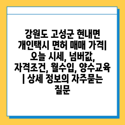 강원도 고성군 현내면 개인택시 면허 매매 가격| 오늘 시세, 넘버값, 자격조건, 월수입, 양수교육 | 상세 정보