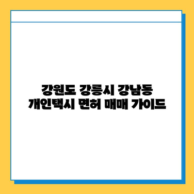 강원도 강릉시 강남동 개인택시 면허 매매 | 오늘 시세, 넘버값, 자격 조건, 월수입, 양수 교육 | 상세 가이드