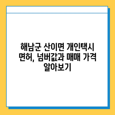 전라남도 해남군 산이면 개인택시 면허 매매 가격| 오늘 시세 확인! | 번호판, 넘버값, 자격조건, 월수입, 양수교육