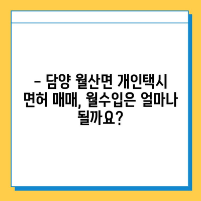 전라남도 담양군 월산면 개인택시 면허 매매| 오늘 시세 & 넘버값 | 자격조건, 월수입, 양수교육