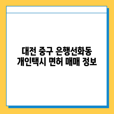 대전 중구 은행선화동 개인택시 면허 매매 가격 (번호판, 넘버값) | 오늘 시세, 자격조건, 월수입, 양수교육