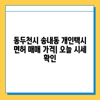 동두천시 송내동 개인택시 면허 매매 가격| 오늘 시세 확인! | 번호판, 넘버값, 자격조건, 월수입, 양수교육