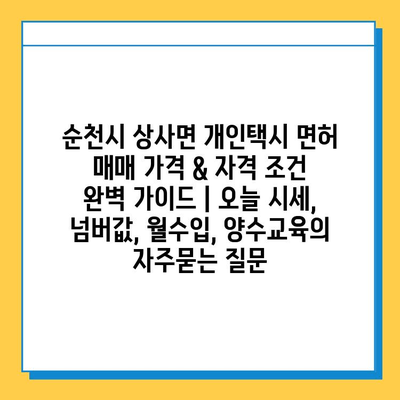 순천시 상사면 개인택시 면허 매매 가격 & 자격 조건 완벽 가이드 | 오늘 시세, 넘버값, 월수입, 양수교육