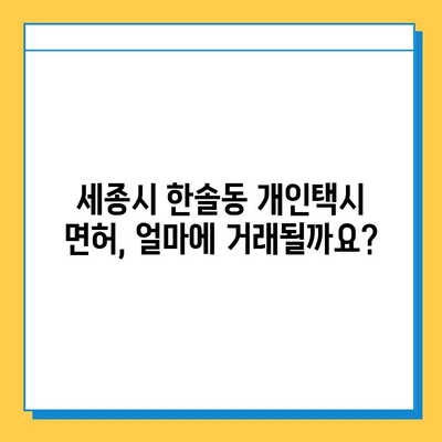 세종시 한솔동 개인택시 면허 매매 | 오늘 시세, 넘버값, 자격조건, 월수입, 양수교육 | 상세 정보