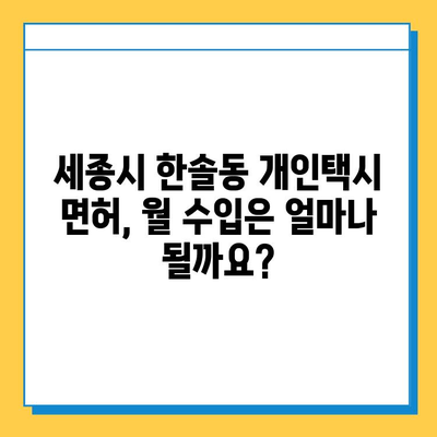 세종시 한솔동 개인택시 면허 매매 | 오늘 시세, 넘버값, 자격조건, 월수입, 양수교육 | 상세 정보