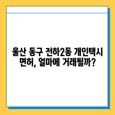 울산 동구 전하2동 개인택시 면허 매매 가격 | 오늘 시세, 넘버값, 자격조건, 월수입, 양수교육 | 상세 정보