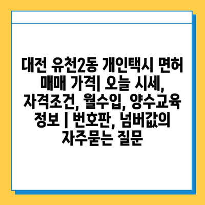 대전 유천2동 개인택시 면허 매매 가격| 오늘 시세, 자격조건, 월수입, 양수교육 정보 | 번호판, 넘버값