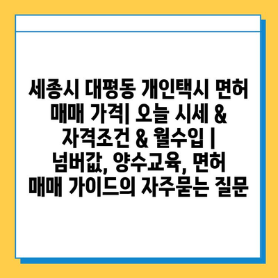 세종시 대평동 개인택시 면허 매매 가격| 오늘 시세 & 자격조건 & 월수입 | 넘버값, 양수교육, 면허 매매 가이드