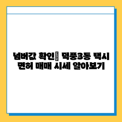 하남시 덕풍3동 개인택시 면허 매매 가격| 오늘 시세 & 넘버값 | 자격조건, 월수입, 양수교육