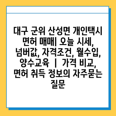 대구 군위 산성면 개인택시 면허 매매| 오늘 시세, 넘버값, 자격조건, 월수입, 양수교육  |  가격 비교, 면허 취득 정보