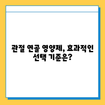 관절 건강 지키는 현명한 선택, 관절 연골 영양제 고르는 기준 | 관절 통증, 연골 재생, 건강 기능 식품