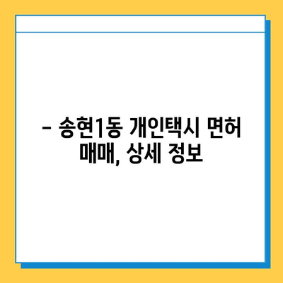 대구 달서구 송현1동 개인택시 면허 매매| 오늘 시세, 넘버값, 자격조건, 월수입, 양수교육 | 상세 정보