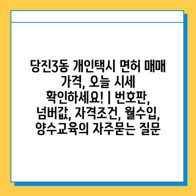 당진3동 개인택시 면허 매매 가격, 오늘 시세 확인하세요! | 번호판, 넘버값, 자격조건, 월수입, 양수교육