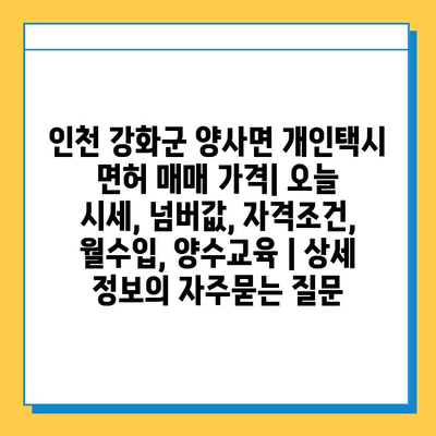 인천 강화군 양사면 개인택시 면허 매매 가격| 오늘 시세, 넘버값, 자격조건, 월수입, 양수교육 | 상세 정보