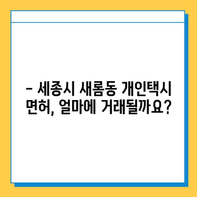 세종시 새롬동 개인택시 면허 매매 가격 (번호판, 넘버값) | 오늘 시세, 자격조건, 월수입, 양수교육